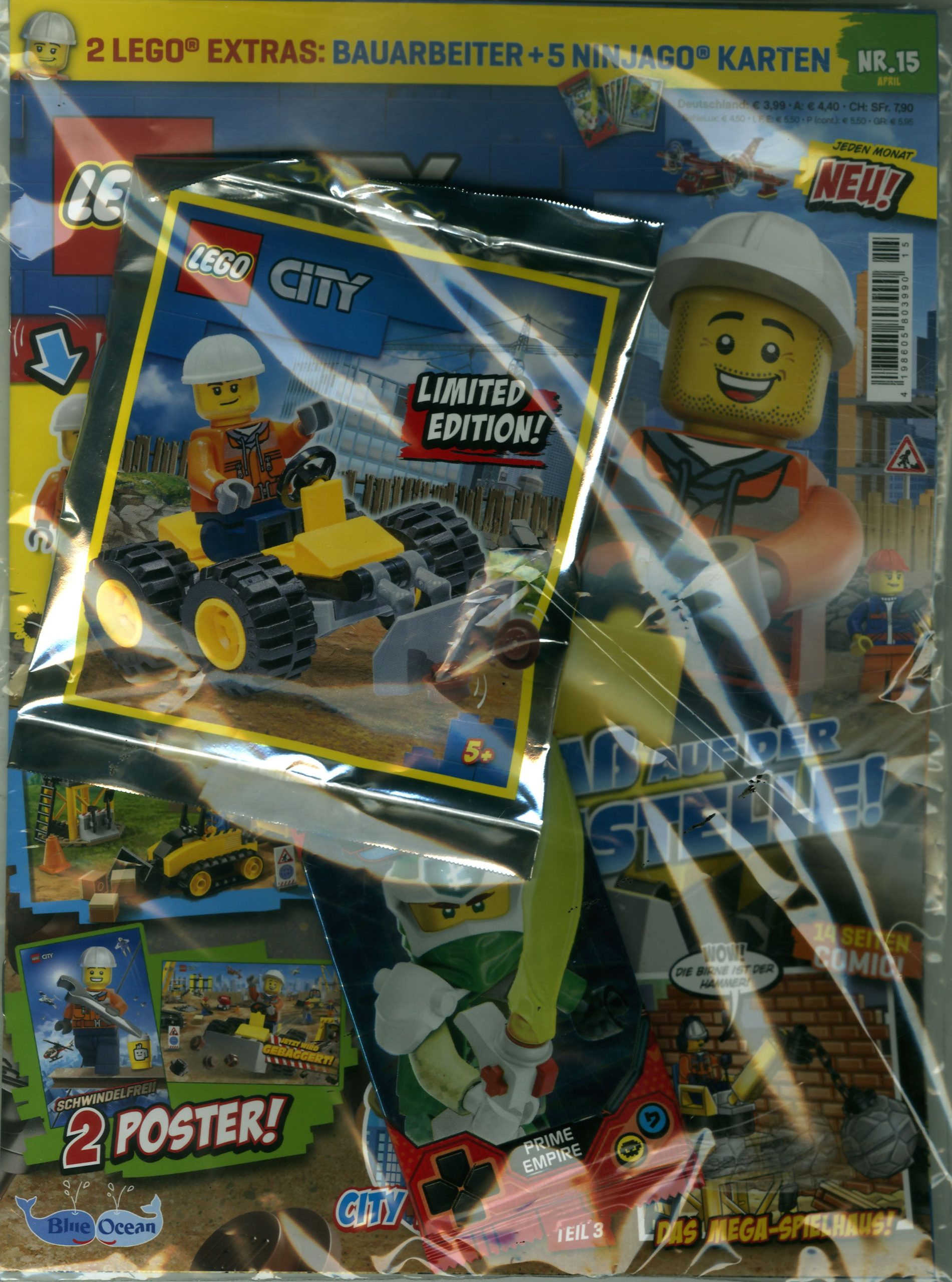 LEGO City 15/2020 "Extra: Bauarbeiter mit Radlader + Sammelkarten" Blitzverkauf
