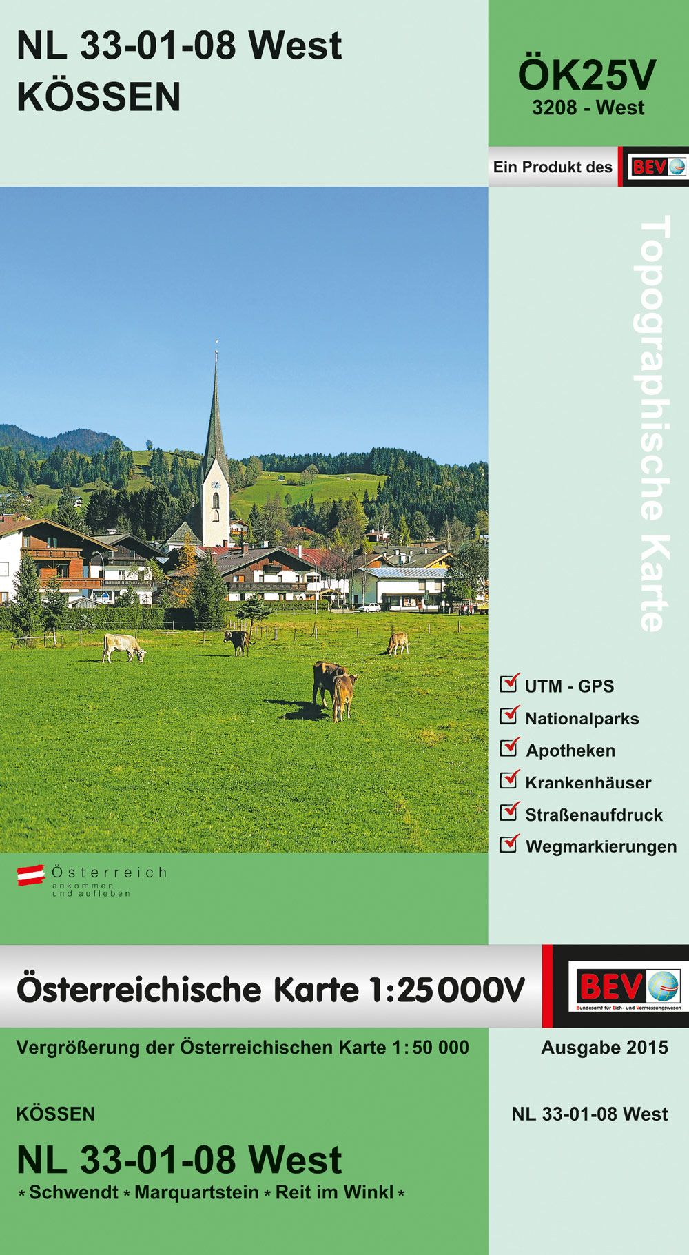 BEV-Karte 3208-West, Kössen 1:25.000 im Angebot